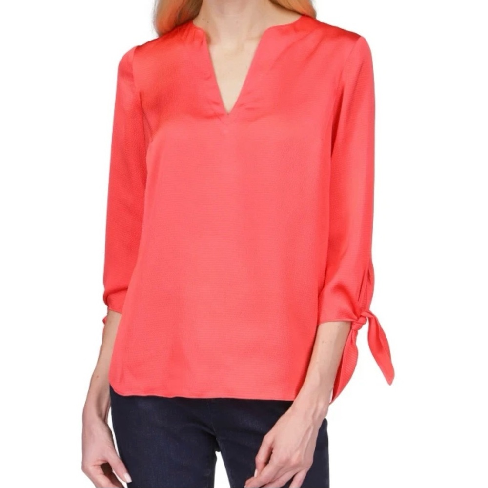 Michael Michael Kors Solid Satin Tie Top Geranium Size S